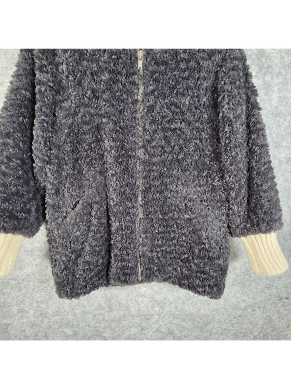 Isabel Marant Etoile Dark Grey Faux Fur Easy Abriil Coat Zippered Size XS - Picture 3 of 10
